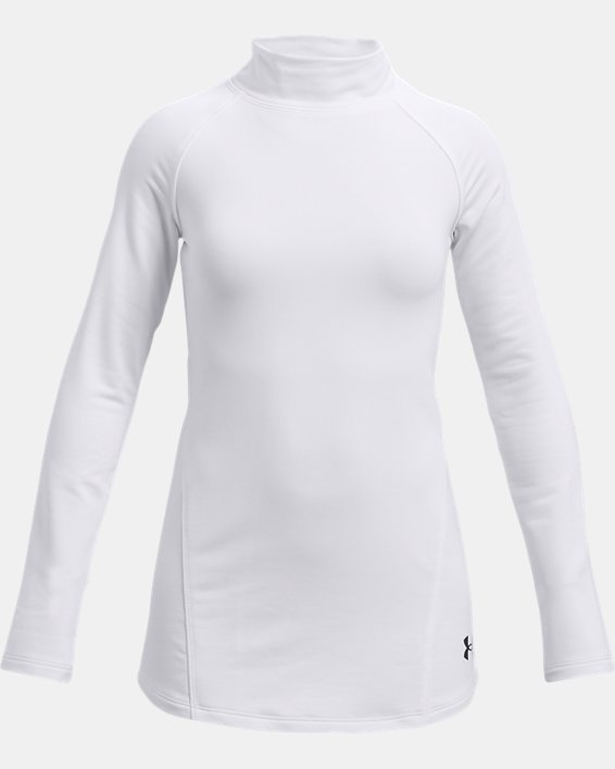 Girls' ColdGear® Mock Long Sleeve, White, pdpMainDesktop image number 0